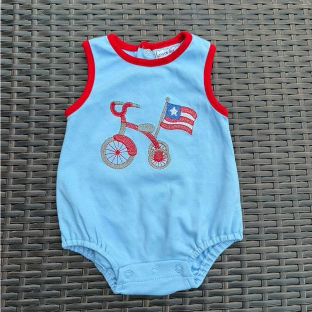 EUC Newborn One Piece with Bicycle Design